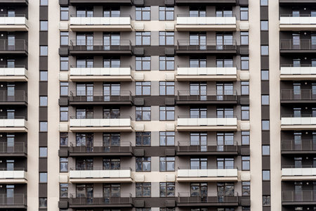 modern high-rise residential building close-up full frameの写真素材