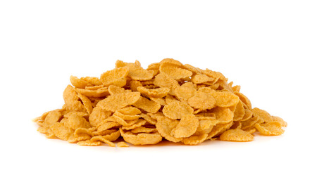 Cornflakes on a white background. Corn flakes close-up.