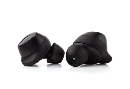 Wireless headphones on a white background. Headset close up on a white background.
