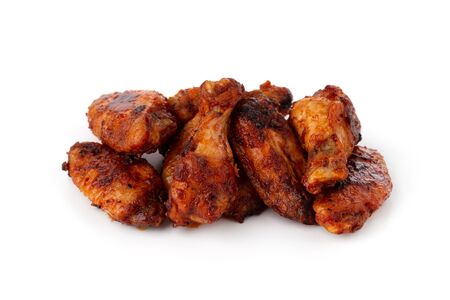 Fried wings close-up. Buffalo wings isolated on white.の写真素材