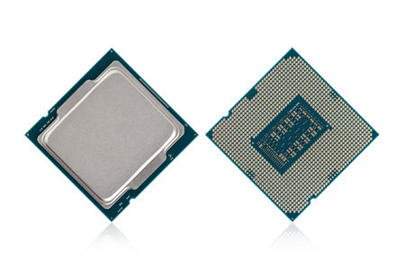 Processor for PC on a white background. Processor for personal computer closeup isolated on white...