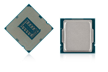 Processor for PC on a white background. Processor for personal computer closeup isolated on white background.の写真素材