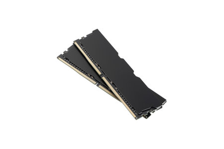 RAM for a computer on a white background. random access memory closeup isolated on white background.