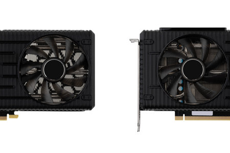 Video card for PC on a white background. Video card close-up isolated on white background.の写真素材