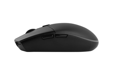 Computer mouse on a white background. Wireless computer mouse close-up isolated on a white background.の写真素材