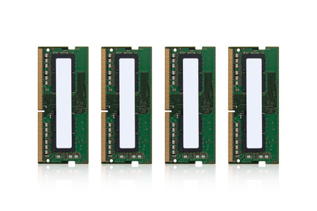 RAM for a notebook on a white background. random access memory closeup isolated on white background.の写真素材