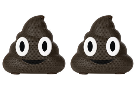 Wireless speaker on a white background. Wireless speaker in the shape of a poop close-up isolated on a white background.の写真素材