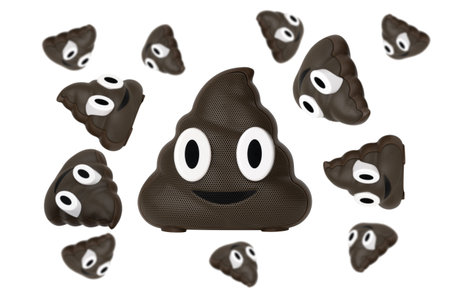 Wireless speaker on a white background. Wireless speaker in the shape of a poop close-up isolated on a white background.の写真素材