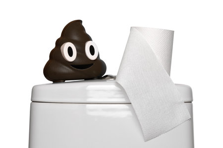 Wireless speaker on a white background. Wireless speaker in the shape of a poop close-up isolated on...