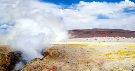 Geyser Field Sol De Manana, Altiplano, Bolivia, South Americaの写真素材