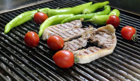 Beef Steaks on the Grill with Vegetables