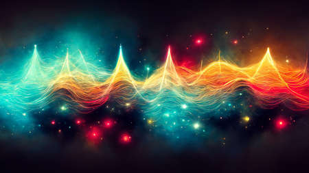 Luxurious Bright Background With Multicolored Wavy Lines. Abstract Background With Colorful Sound Waveの写真素材
