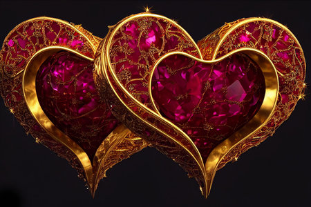 Ruby heart shaped. Women's jewelry, precious stones.の写真素材