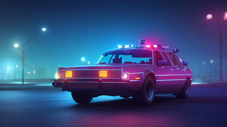 Police car at night.の写真素材