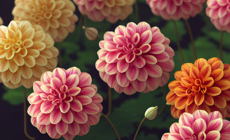 Colorful flowers background. dahlia plant.