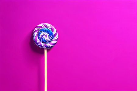 Swirl Lollipop on a Pink Backgroundの素材