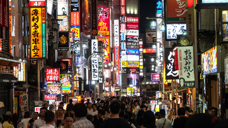 Shinjuku at Night, Tokyo Japanのeditorial素材