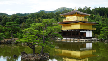 Golden Pavilion Temple (Kinkaku-ji), Kyoto, Japanの写真素材