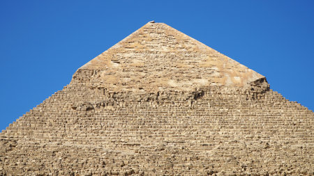 Khafre Pyramid Close Up. The Second Largest at Giza Pyramid Complex in Egypt.