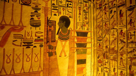 The Tomb of Queen Nefertari in Valley of the Queens. Beautiful Mural Hieroglyph of Ancient Egypt....