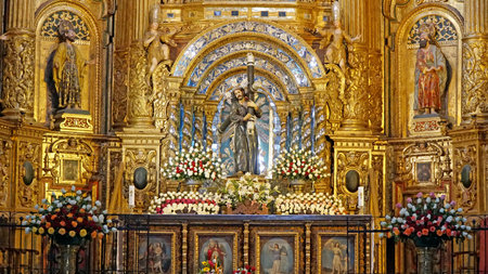 The Iglesia San Francisco Interior. Basilica and Convent of San Francisco. Quito, Ecuador - January...