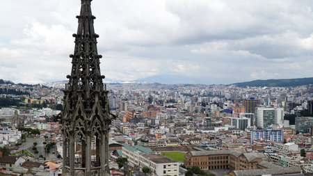 Aerial View of the Capital City Ecuador. Quito, Ecuador - January 31, 2017.のeditorial素材