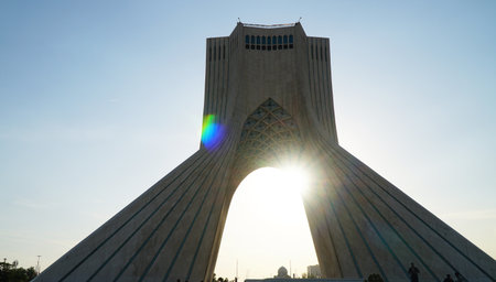 Azadi Tower (Freedom - Shahyad Tower) in Iran. Tehran, Iran - April 20, 2025.