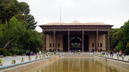 Chehel Sotoun Palace in Isfahan. Forty Columns Persian Pavilion. Isfahan, Iran - April 30, 2025.