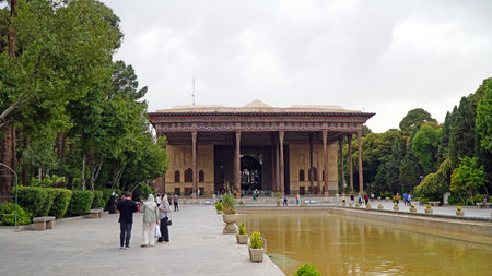 Chehel Sotoun Palace in Isfahan. Forty Columns Persian Pavilion. Isfahan, Iran - April 30, 2025.