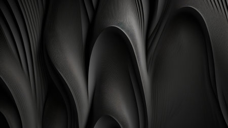 Black wavy background. 3d rendering, 3d illustration.の写真素材