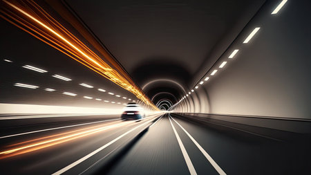 Car on the road with motion blur background. Concept of speed.の写真素材