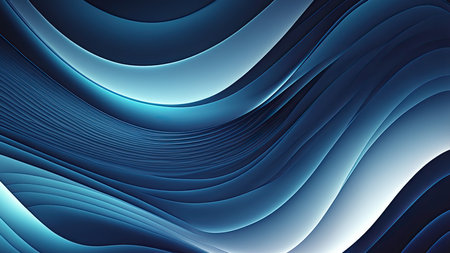 Blue abstract background with smooth lines. 3d rendering, 3d illustration.の写真素材