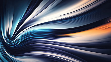 abstract background with smooth lines in blue and orange colors, computer generated imagesの写真素材
