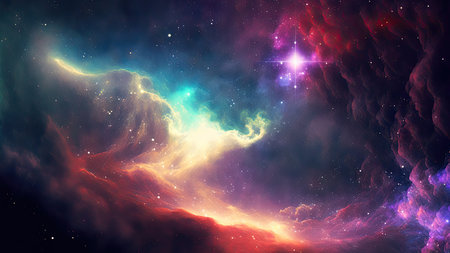 Abstract space background with nebula, stars and galaxies. Vector illustration.