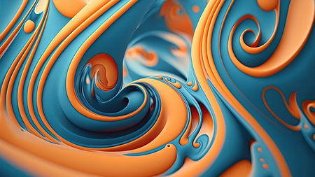 3d illustration of abstract background with blue, orange and yellow colorsの写真素材