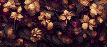 Abstract floral background with flowers and leaves. Floral abstract background.の写真素材