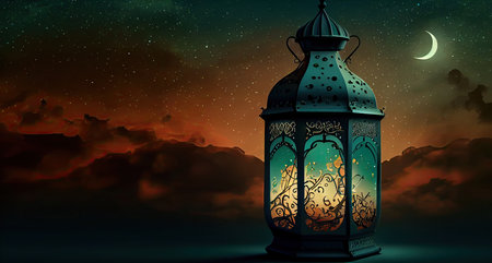 Illustration of Ramadan Kareem background with arabic lanternsの素材