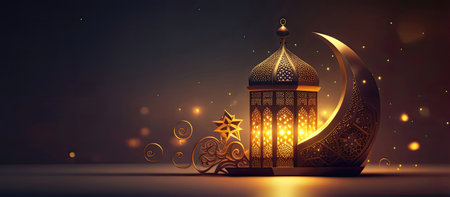 Ramadan Kareem Greeting Card. 3D illustration.の素材