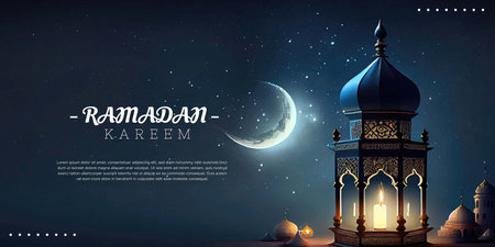arabic lantern of ramadan celebration background illustration.のイラスト素材