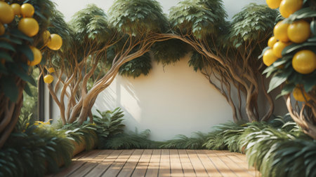 summer decoration with beauty flowers background illustration. copy space. generative aiの素材