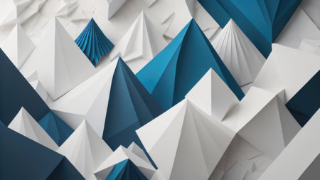3d rendering of abstract white and blue origami paper planes backgroundの素材