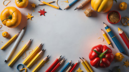 back to school decoration background illustration template, banner, copy space design. generative aiの素材