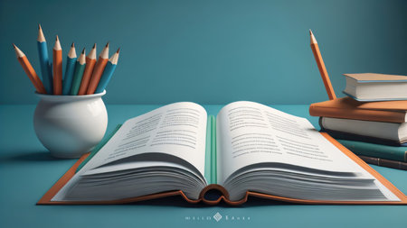 back to school decoration background illustration template, banner, copy space design. generative aiの素材