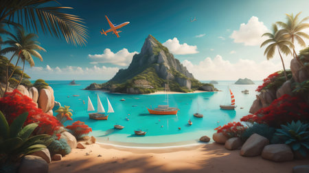summer decoration background illustration. copy space. generative aiの素材