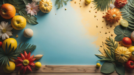 summer decoration background illustration. copy space. generative aiの素材
