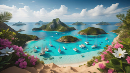 summer decoration background illustration. copy space. generative aiの素材