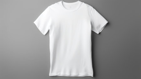 Blank white t-shirt mockup on gray background. 3d renderingの写真素材