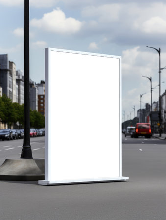 Blank white street billboard on the street. 3d rendering.の写真素材