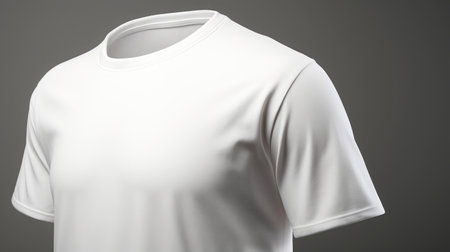 White t-shirt on a gray background. 3d rendering.の写真素材