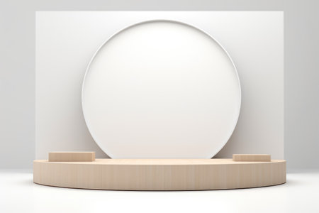 White round podium on white background. 3d rendering, 3d illustration.の写真素材